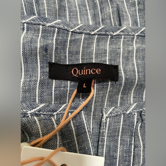 NWT Quince 100% European Linen Tiered Maxi Dress in Chambray Stripe, Sz L - Picture 10 of 14